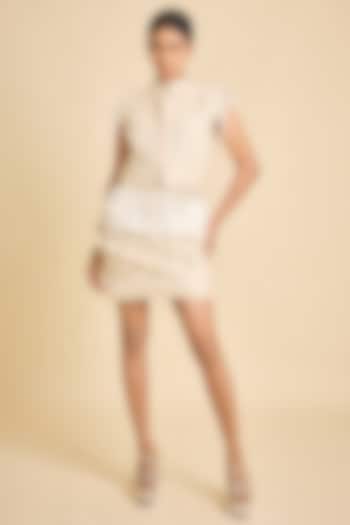 Ivory Silk Mirror Mini Skirt by SurilyG at Pernia's Pop Up Shop