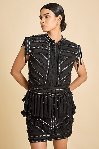 Black Silk Mirror Mini Skirt by SurilyG