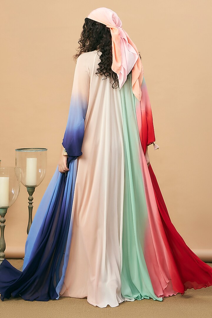 Multi-Colored Georgette Embroidered Shaded Kaftan by SurilyG at Pernia's Pop Up Shop