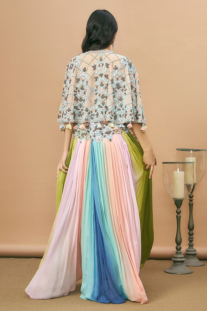 Multi-Colored Georgette Skirt Set by SurilyG at Pernia's Pop Up Shop