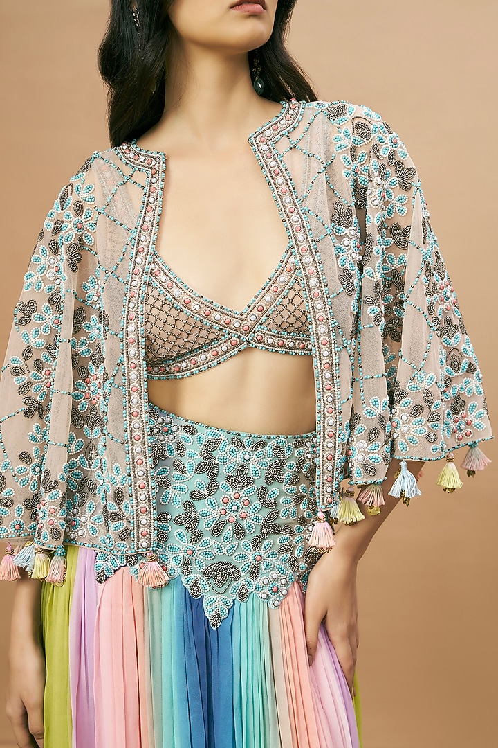 Multi-Colored Georgette Skirt Set by SurilyG at Pernia's Pop Up Shop
