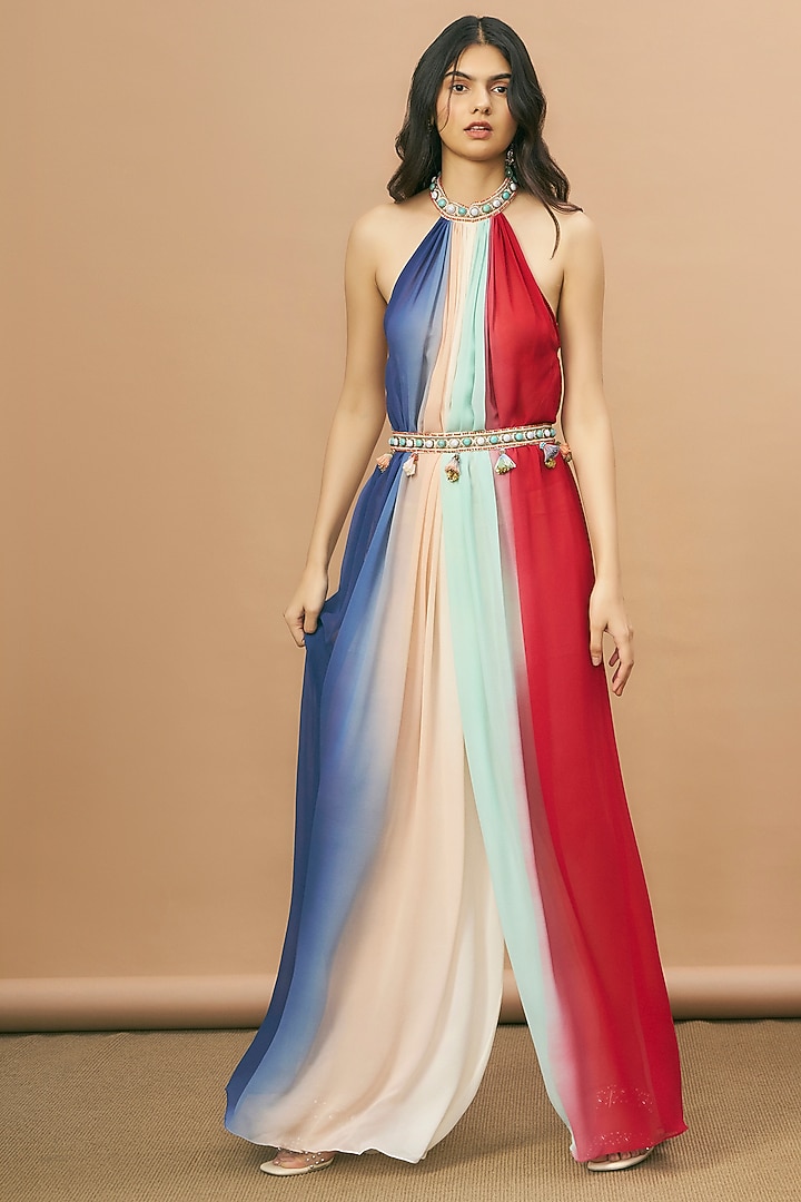 Multi-Colored Georgette Jumpsuit by SurilyG at Pernia's Pop Up Shop