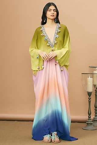 Multi-Colored Georgette Kaftan by SurilyG