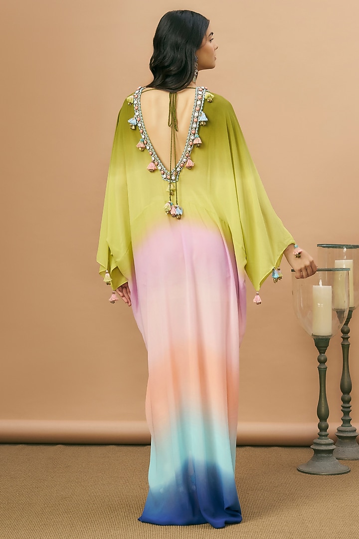 Multi-Colored Georgette Kaftan by SurilyG at Pernia's Pop Up Shop