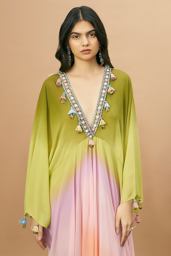 Multi-Colored Georgette Kaftan by SurilyG at Pernia's Pop Up Shop