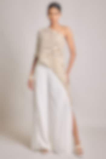 Ivory Net & Georgette Pant Set by SurilyG at Pernia's Pop Up Shop
