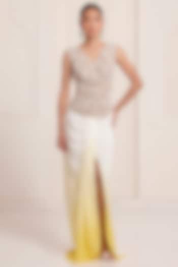 Ivory Ombre Georgette Skirt Set by SurilyG at Pernia's Pop Up Shop