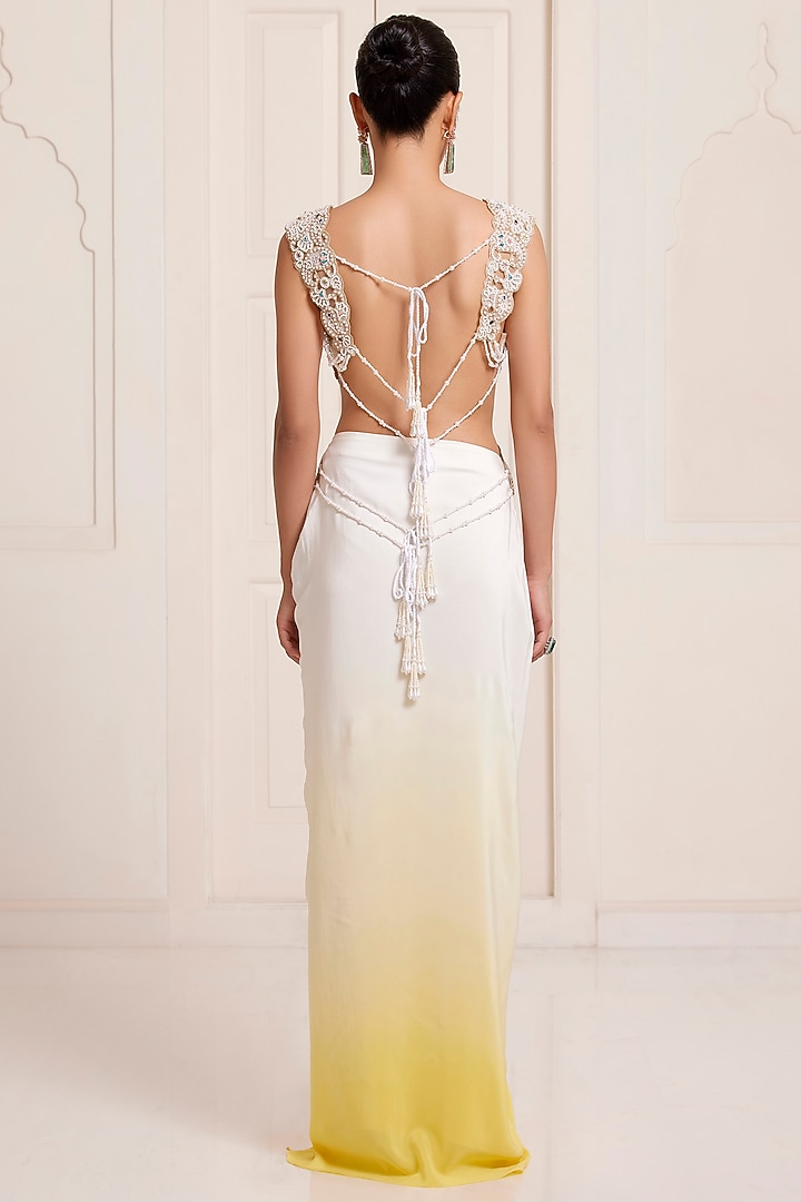 Ivory Ombre Georgette Skirt Set by SurilyG at Pernia's Pop Up Shop