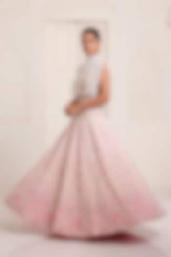 Ivory-Pink Silk & Net Ombre Bridal Lehenga Set by SurilyG at Pernia's Pop Up Shop