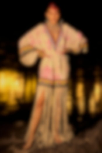 Pink & White Pure Crepe Tie-Dye Romper by SurilyG at Pernia's Pop Up Shop