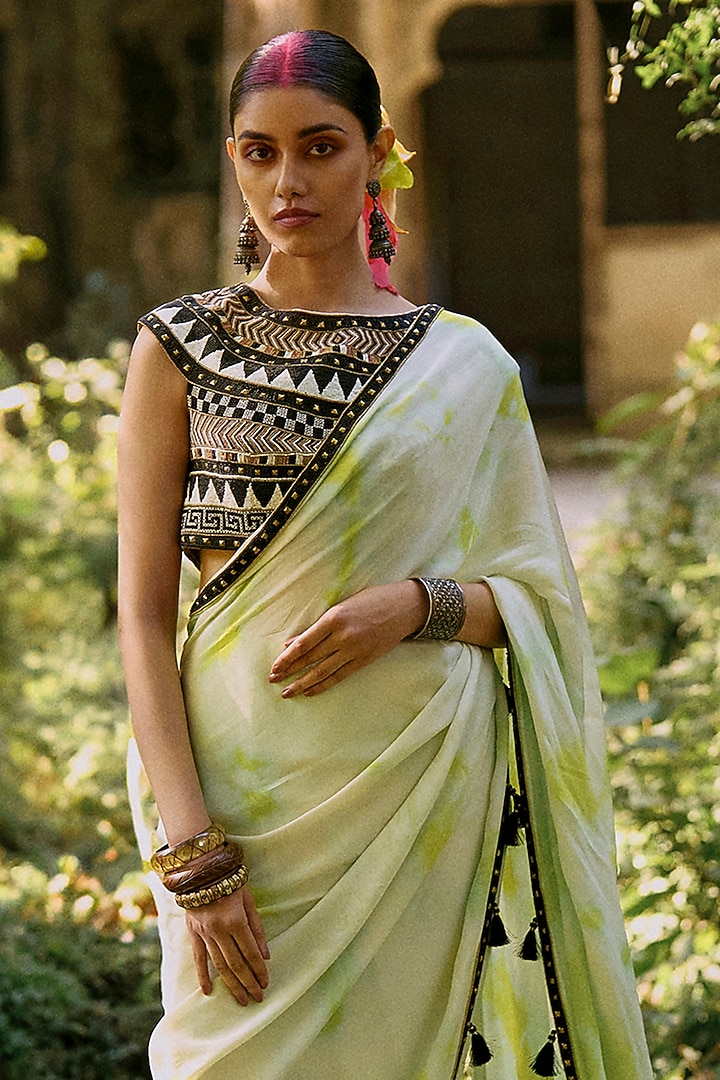 Black & White Net Blouse by SurilyG at Pernia's Pop Up Shop