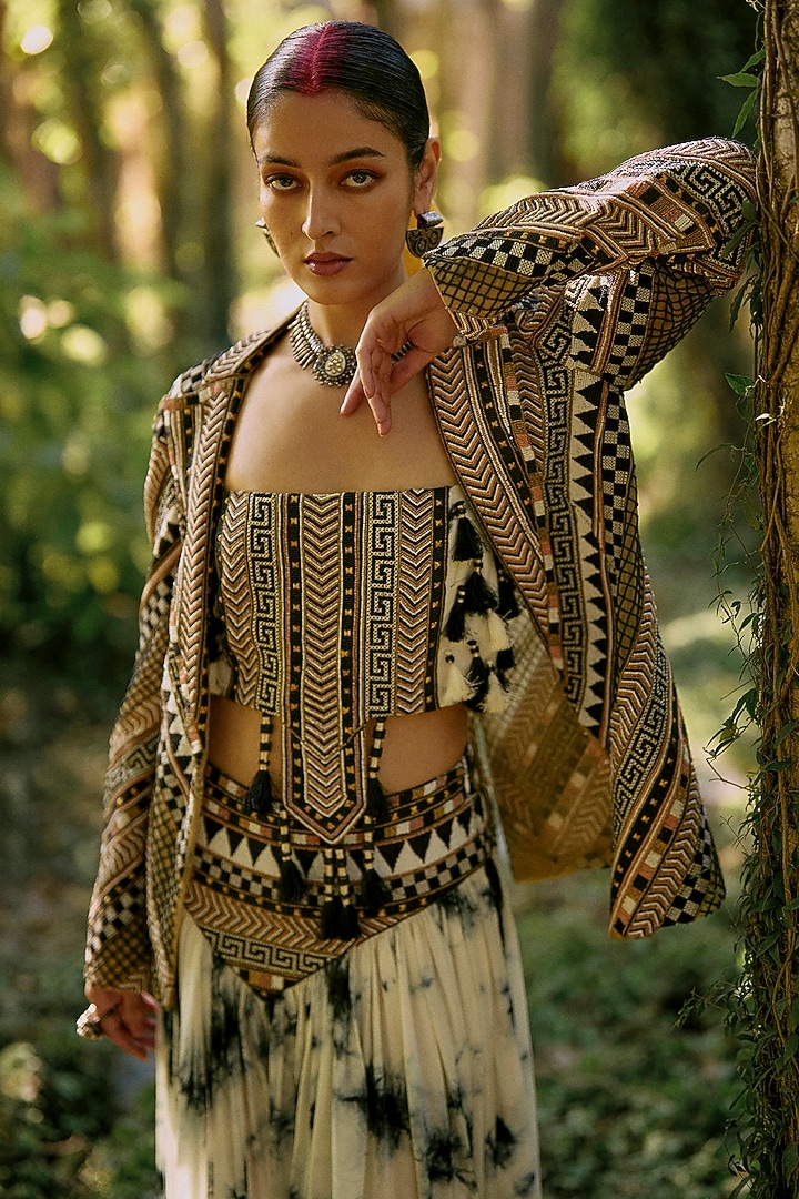 Black & White Net Blazer by SurilyG at Pernia's Pop Up Shop