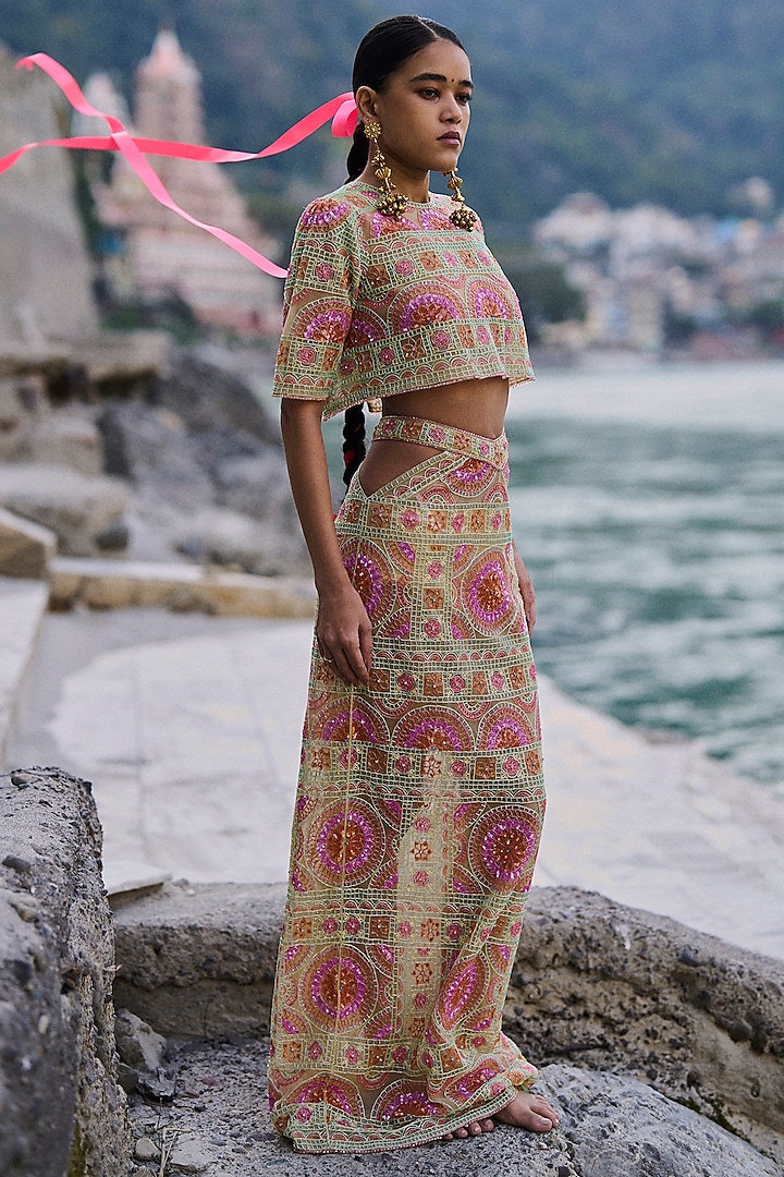 Multi-Colored Net Maxi Skirt by SurilyG at Pernia's Pop Up Shop