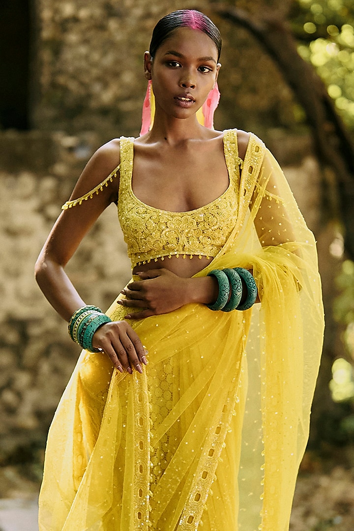 Yellow Net Blouse by SurilyG at Pernia's Pop Up Shop