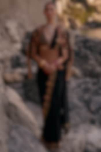 Black Georgette Reception Saree by SurilyG at Pernia's Pop Up Shop