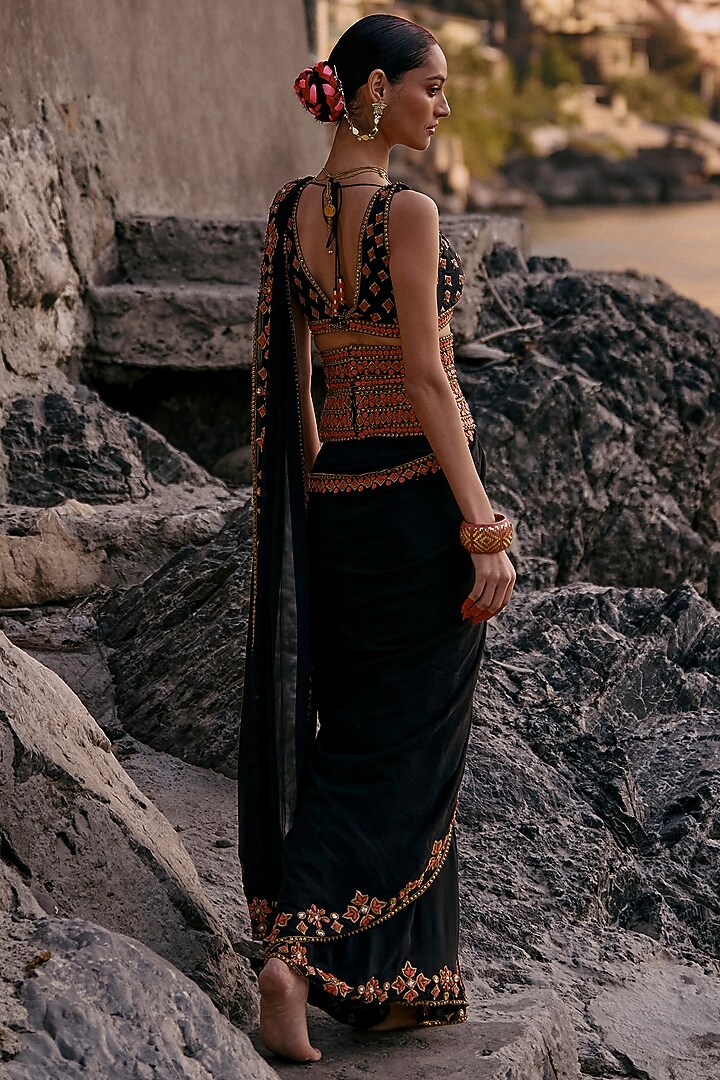 Black Pure Crepe Belt by SurilyG at Pernia's Pop Up Shop