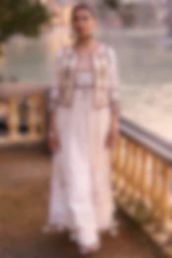 Ivory Pure Crepe Wedding Anarkali by SurilyG at Pernia's Pop Up Shop