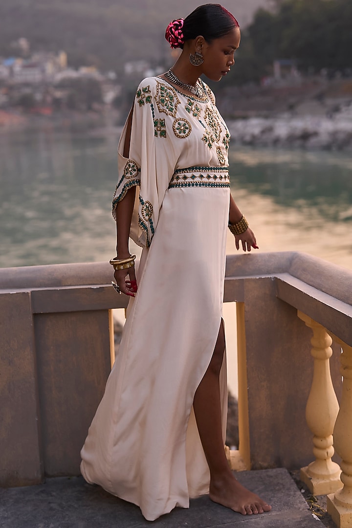 Ivory Pure Crepe Jumpsuit by SurilyG at Pernia's Pop Up Shop