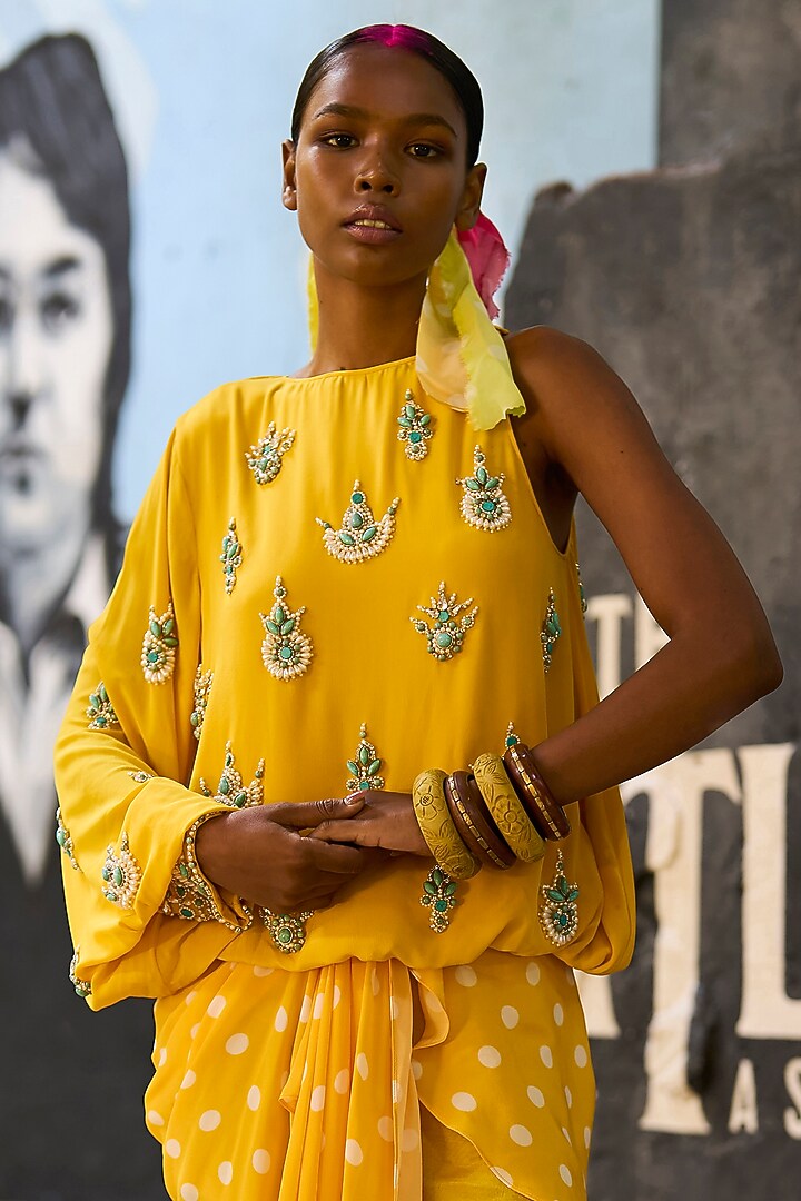 Yellow Pure Crepe Top by SurilyG at Pernia's Pop Up Shop