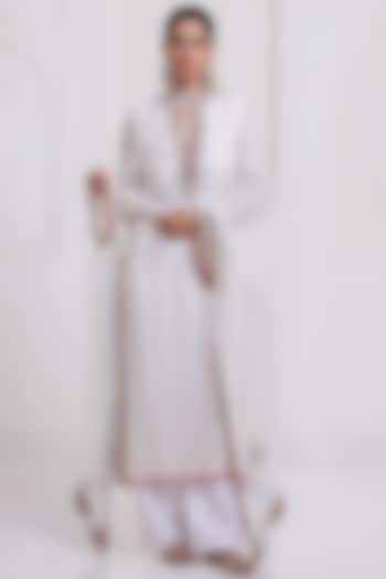 Ivory Embroidered Short Kurta Set by SurilyG at Pernia's Pop Up Shop