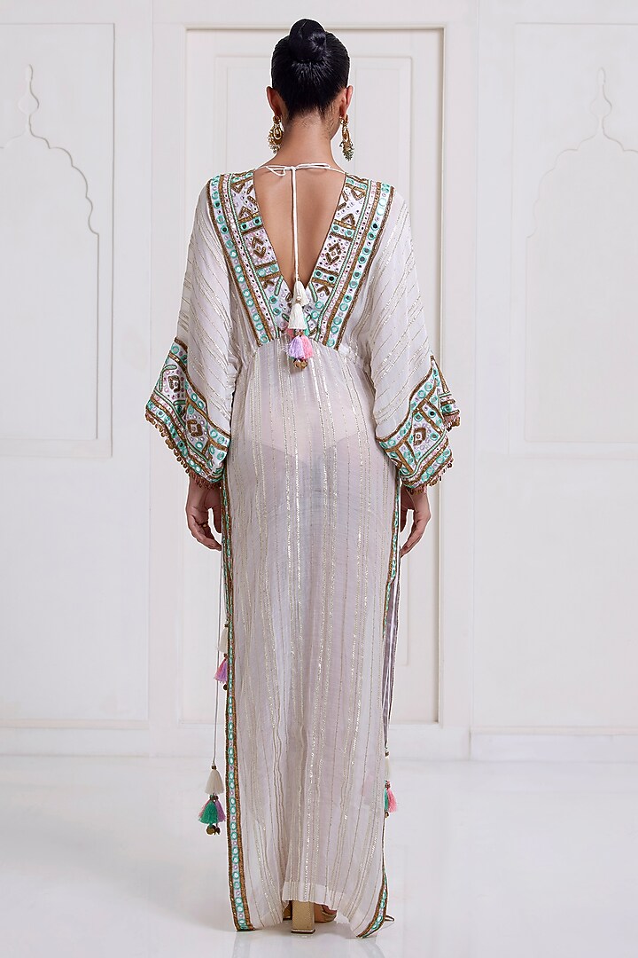 Ivory Chanderi Kaftan by SurilyG at Pernia's Pop Up Shop