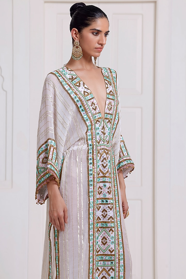 Ivory Chanderi Kaftan by SurilyG at Pernia's Pop Up Shop