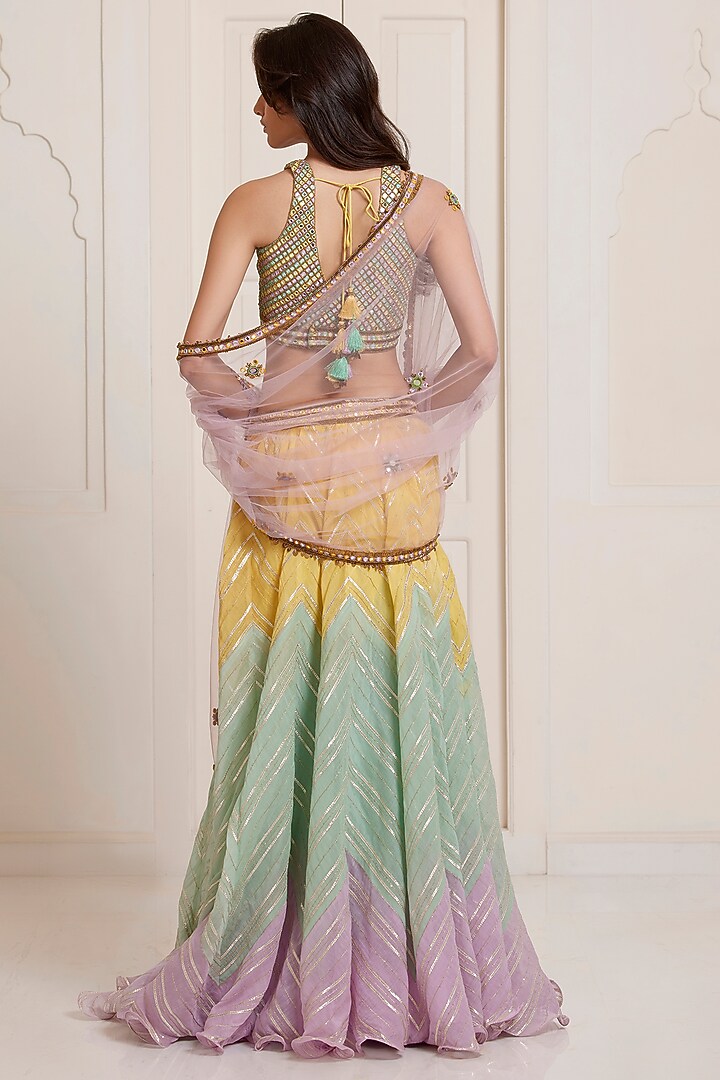 Multi-Colored Chanderi Bridal Lehenga Set by SurilyG at Pernia's Pop Up Shop