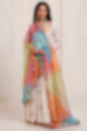 Ivory Silk & Organza Embroidered Bridal Anarkali Set by SurilyG at Pernia's Pop Up Shop