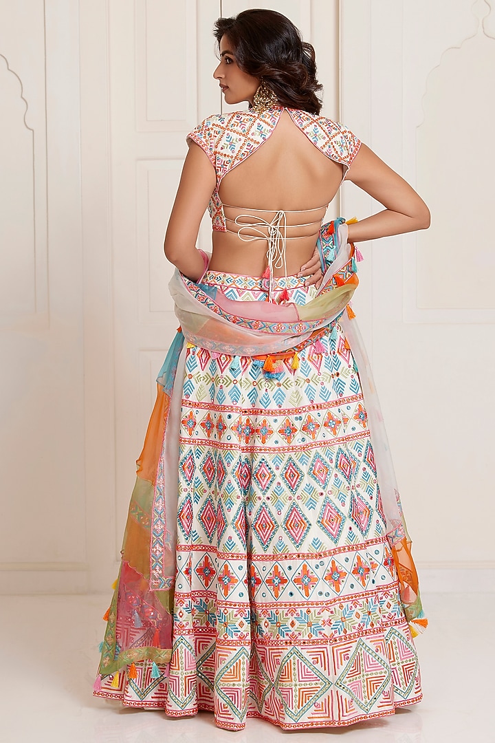 Ivory Silk & Organza Bridal Lehenga Set by SurilyG at Pernia's Pop Up Shop