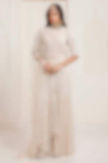 Ivory Net Bridal Sharara Set by SurilyG at Pernia's Pop Up Shop