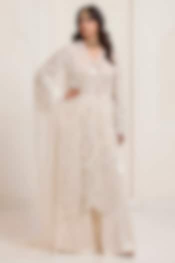 Ivory Net Embroidered Kurta Set by SurilyG at Pernia's Pop Up Shop