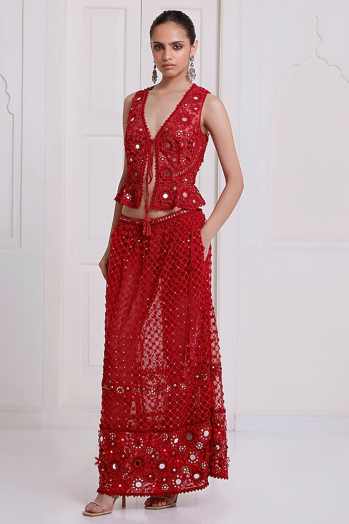 Red Net Skirt Set by SurilyG at Pernia's Pop Up Shop
