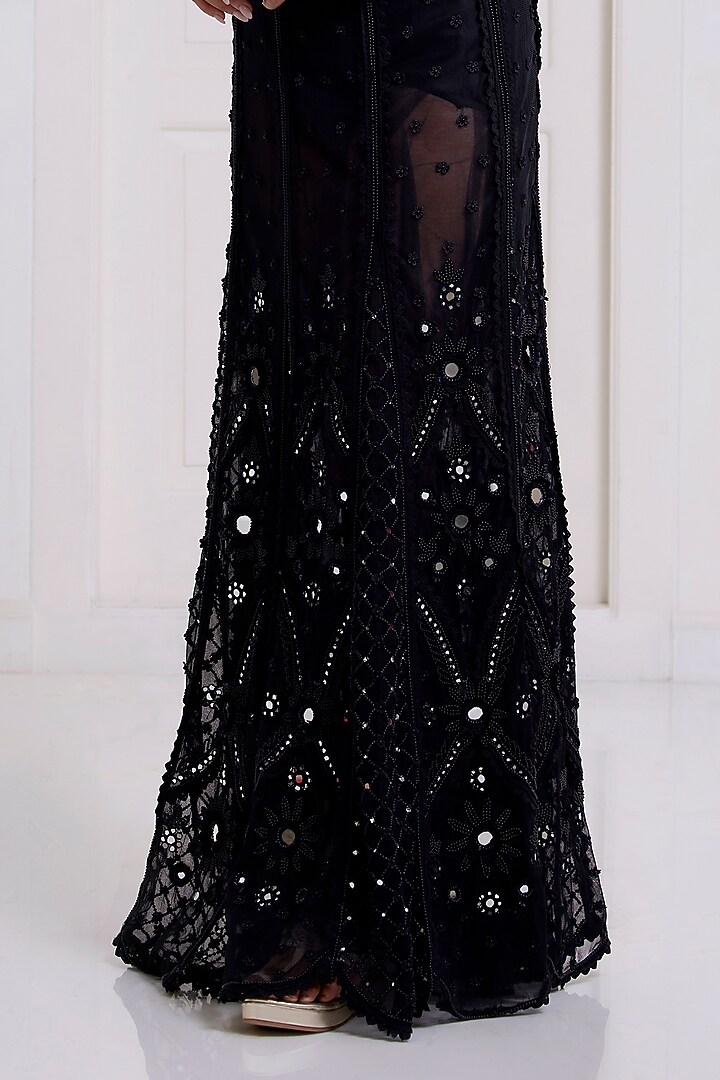 Black Net Embroidered Bridal Lehenga Set by SurilyG at Pernia's Pop Up Shop