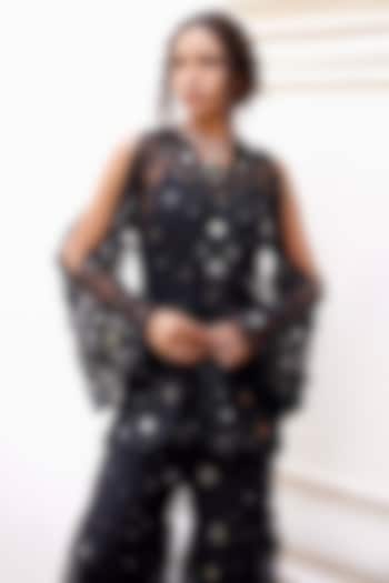 Black Net Bridal Sharara Set by SurilyG at Pernia's Pop Up Shop