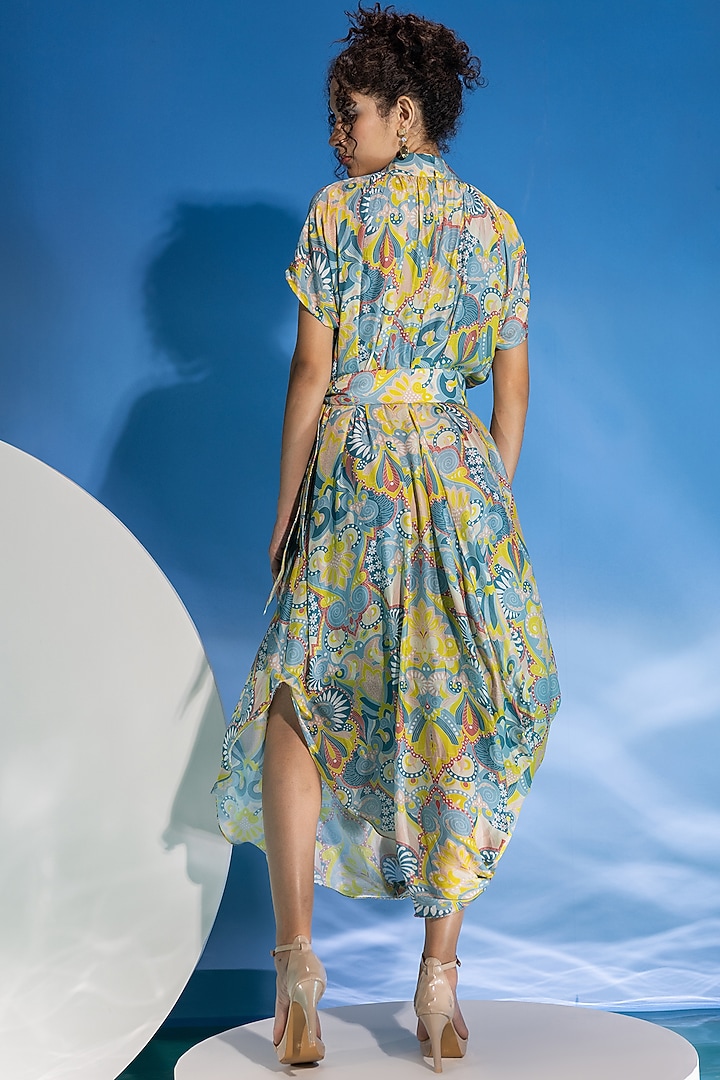 Multi-Colored Modal Satin Digital Printed Summer Dress by Suramya at Pernia's Pop Up Shop