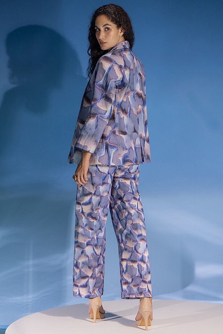 Purple Lycra Digital Printed Jacket Set by Suramya at Pernia's Pop Up Shop