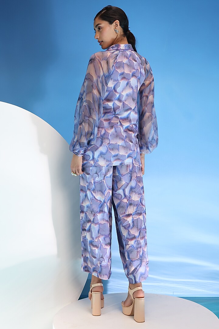Purple Touch Satin & Chiffon Printed Co-Ord Set by Suramya at Pernia's Pop Up Shop