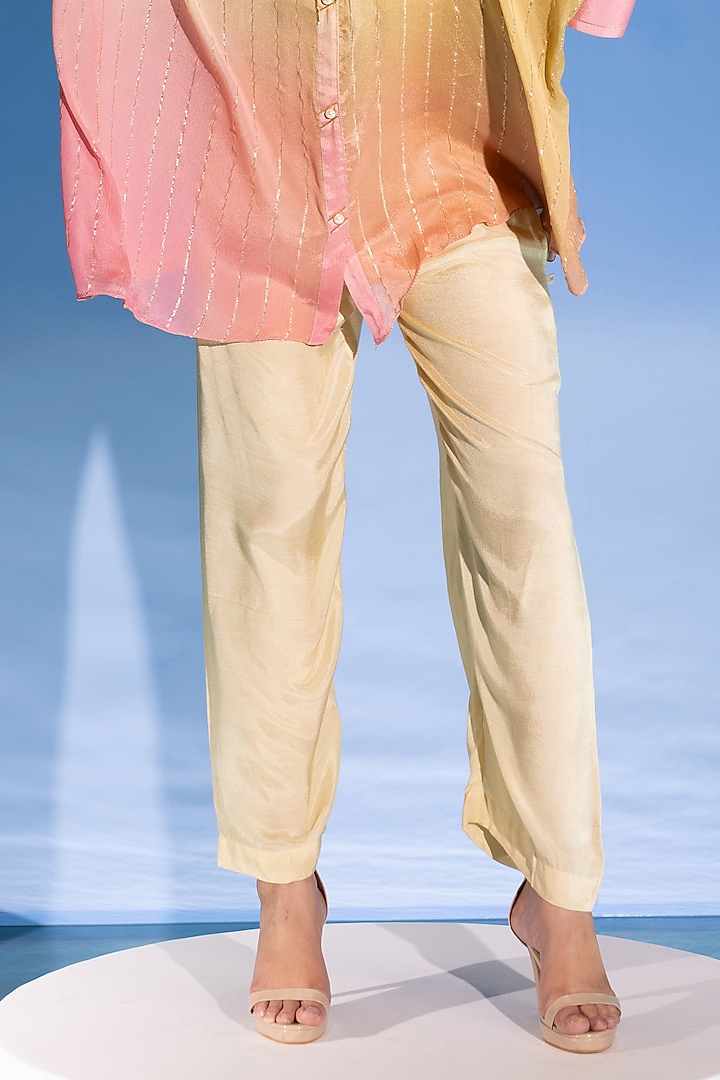 Beige & Peach Georgette Ombre Co-Ord Set by Suramya at Pernia's Pop Up Shop