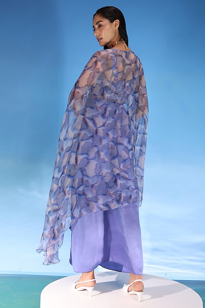 Purple Touch Satin Dhoti Skirt Set by Suramya at Pernia's Pop Up Shop