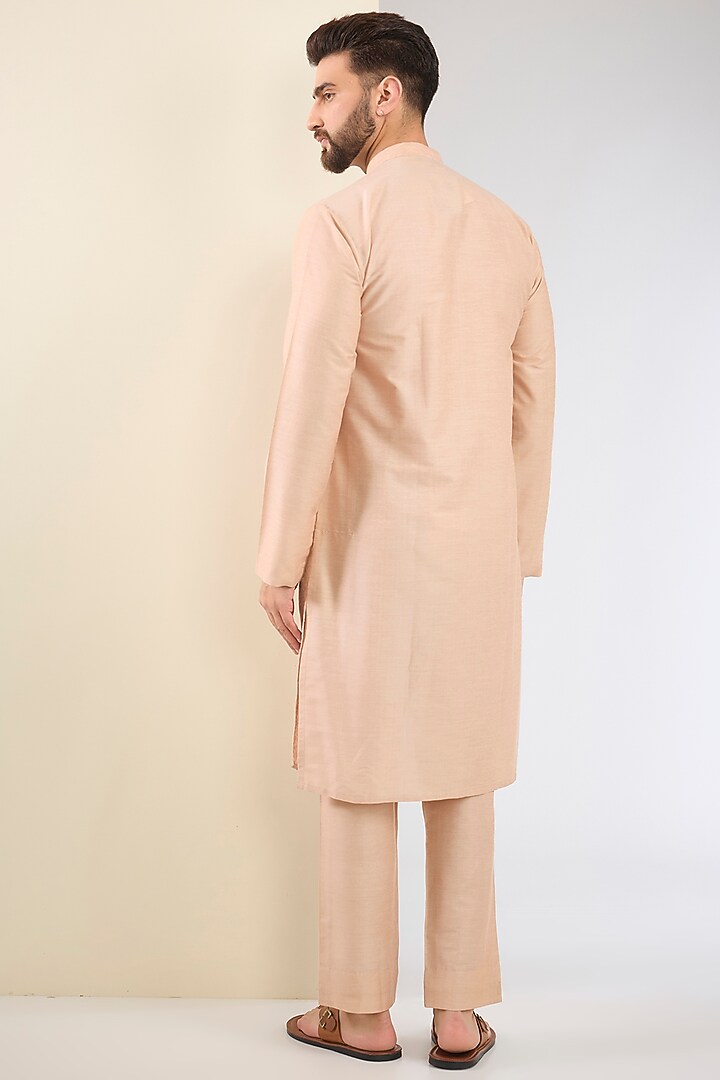 Old Rose Pink Cotton Silk Embroidered Kurta Set by SURBHI PANSARI at Pernia's Pop Up Shop