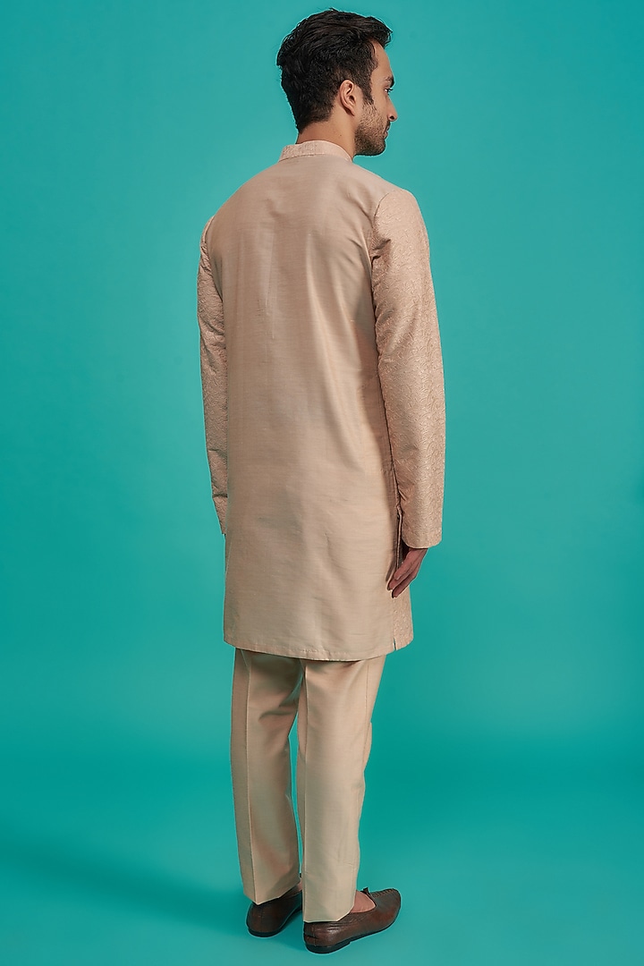 Old Rose Pink Cotton Silk Embroidered Kurta Set by SURBHI PANSARI at Pernia's Pop Up Shop