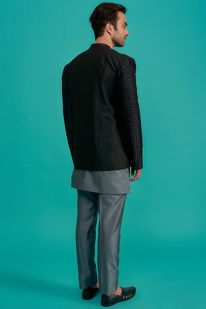 Midnight Blue Suiting Indo-Western Set by SURBHI PANSARI at Pernia's Pop Up Shop
