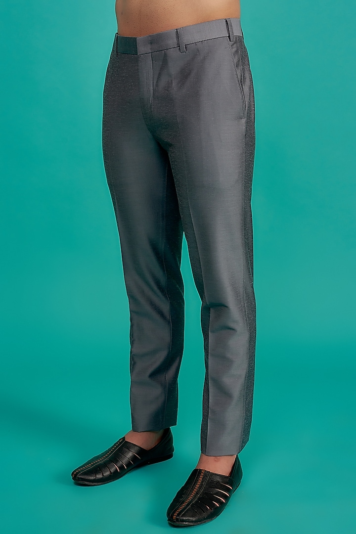 Midnight Blue Suiting Indo-Western Set by SURBHI PANSARI at Pernia's Pop Up Shop