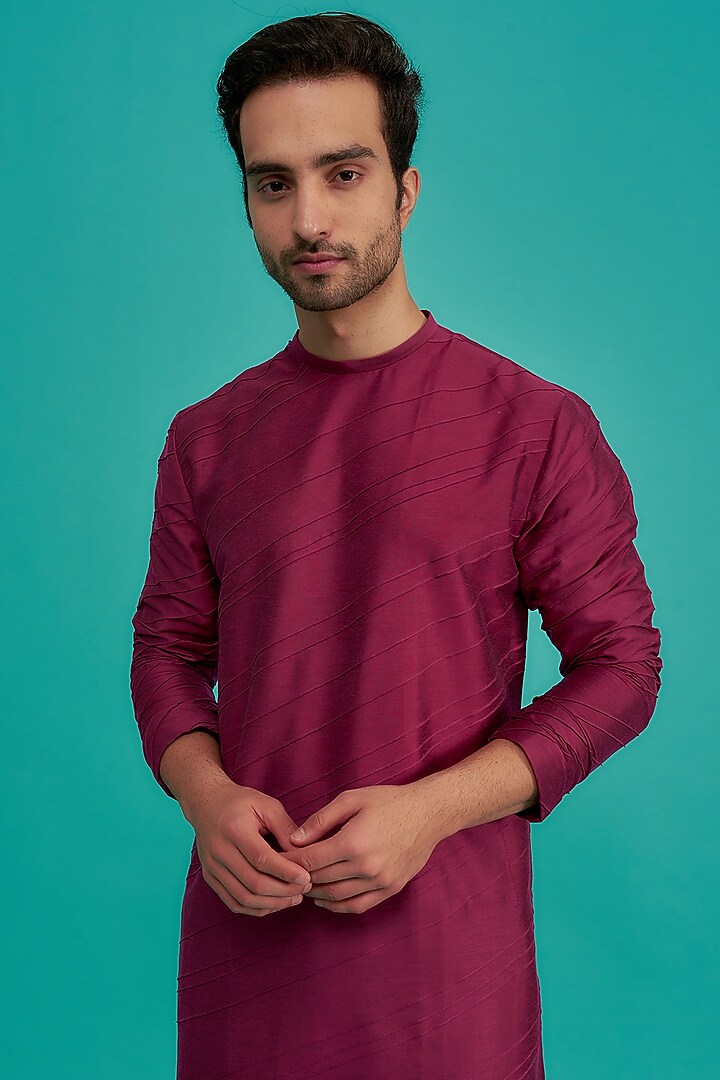 Purple Cotton Silk Kurta Set by SURBHI PANSARI at Pernia's Pop Up Shop