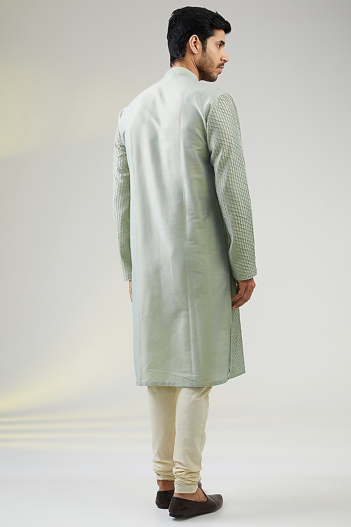 Pearl Grey Cotton Silk Kurta Set by SURBHI PANSARI at Pernia's Pop Up Shop