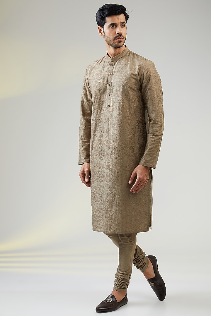 Sunset Yellow Cotton Silk Hand Embroidered Bundi Jacket Set by SURBHI PANSARI at Pernia's Pop Up Shop
