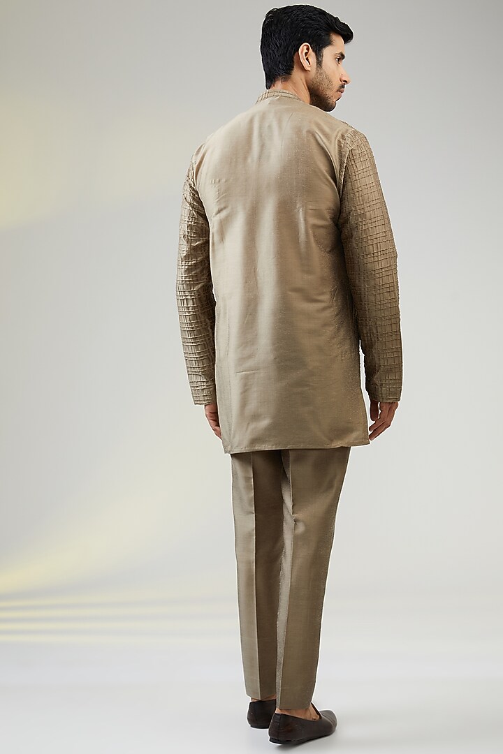 Purple Cotton Silk Thread Embroidered Asymmetric Bundi Jacket Set by SURBHI PANSARI at Pernia's Pop Up Shop