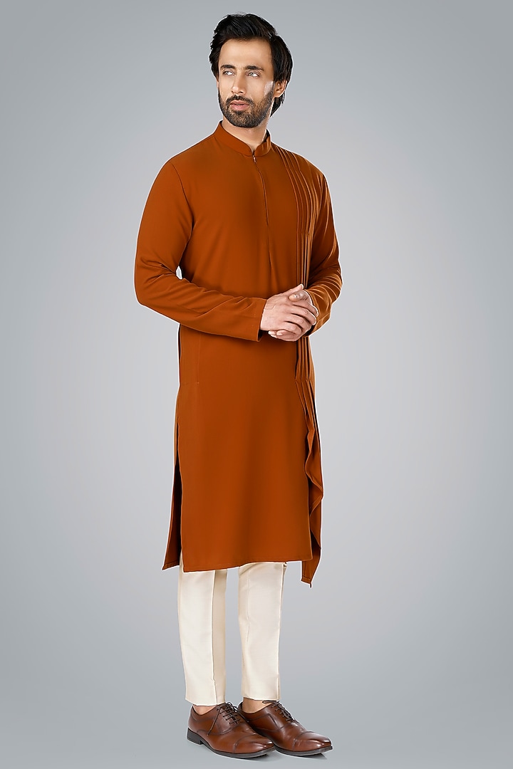 Orange Viscose Kurta Set by SURBHI PANSARI at Pernia's Pop Up Shop