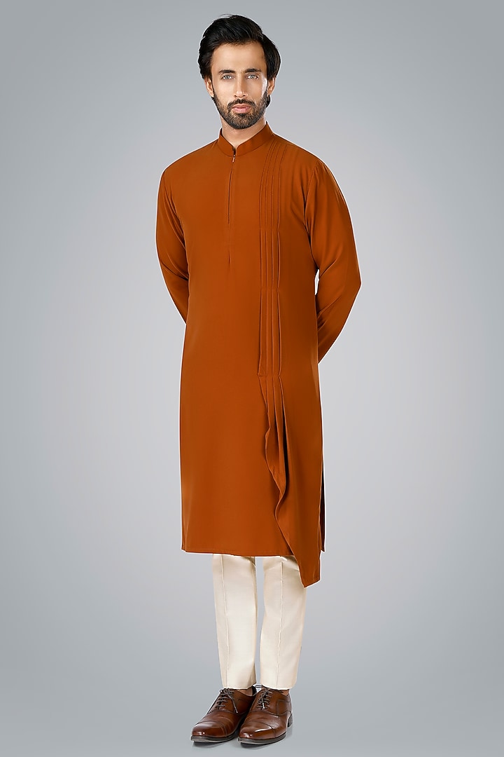 Orange Viscose Kurta Set by SURBHI PANSARI at Pernia's Pop Up Shop