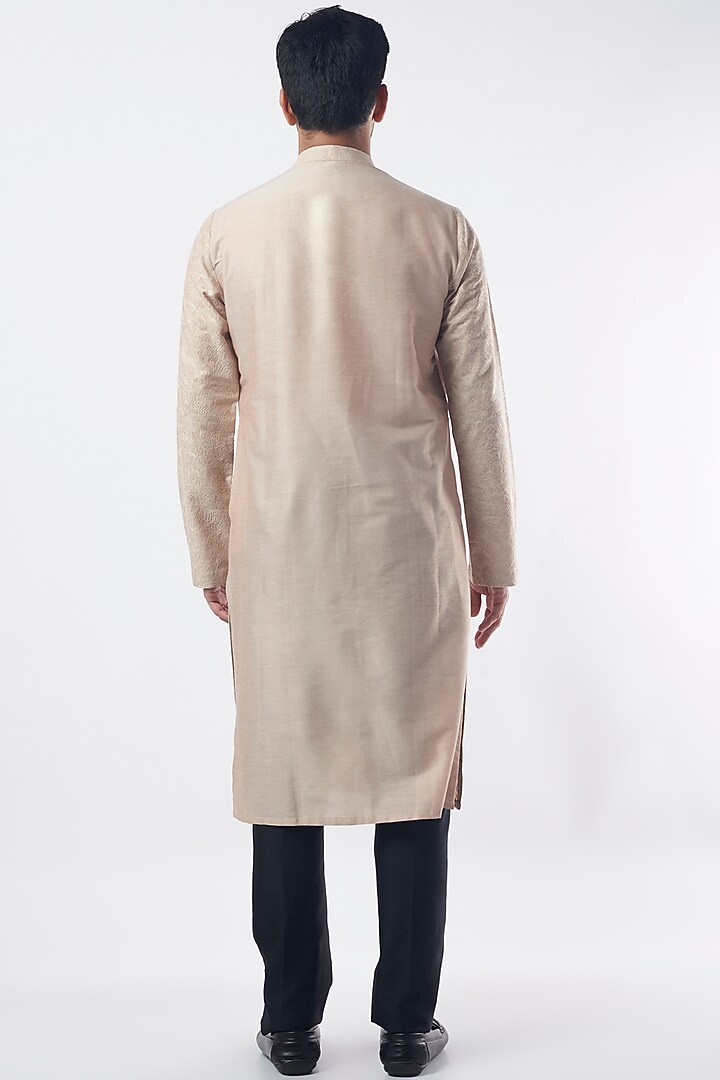 Old Rose Pink Cotton Silk Embroidered Kurta by SURBHI PANSARI at Pernia's Pop Up Shop
